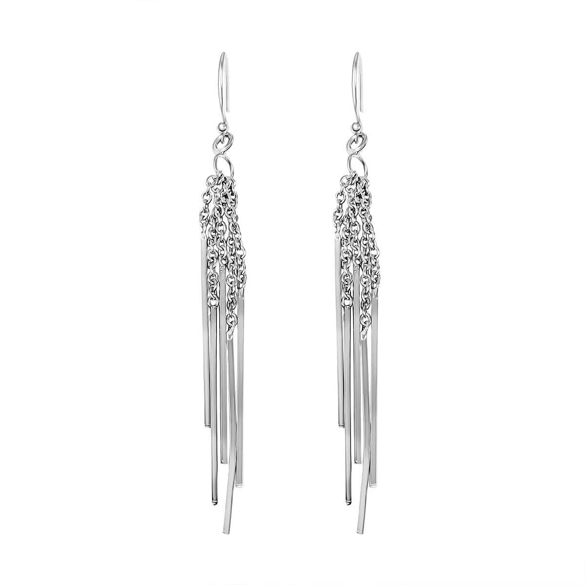 Dangle Earrings in Rhodium Over Sterling Silver 3.60 Grams