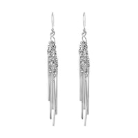 Dangle Earrings in Rhodium Over Sterling Silver 3.60 Grams