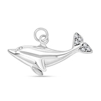 Fish Pendant without Chain in Rhodium Over Sterling Silver 3 Grams