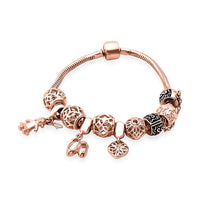 Multi Charms Bracelet in 14K Rose Gold Over Sterling Silver (7.50 In) 31.90 Grams
