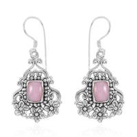 Bali Legacy Peruvian Pink Opal Earrings in Sterling Silver 2.28 ctw