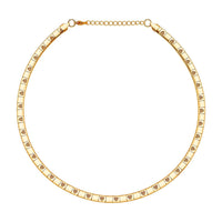 Omega Heart Pattern Collar Necklace 17-19 Inches in ION Plated Yellow Gold Stainless Steel 15.50 Grams