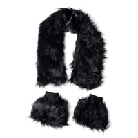 Black Polyester Faux Fur Collar Scarf and Boot Cuffs