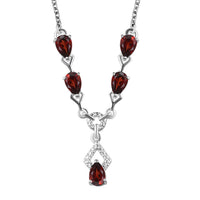 D'Joy Mozambique Garnet Necklace in Sterling Silver Stainless Steel, Drop Necklace For Women (18 Inches) 2.50 ctw