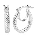 925 Sterling Silver Textured Earrings, Silver Hoops For Women - Sticky add to cart bar