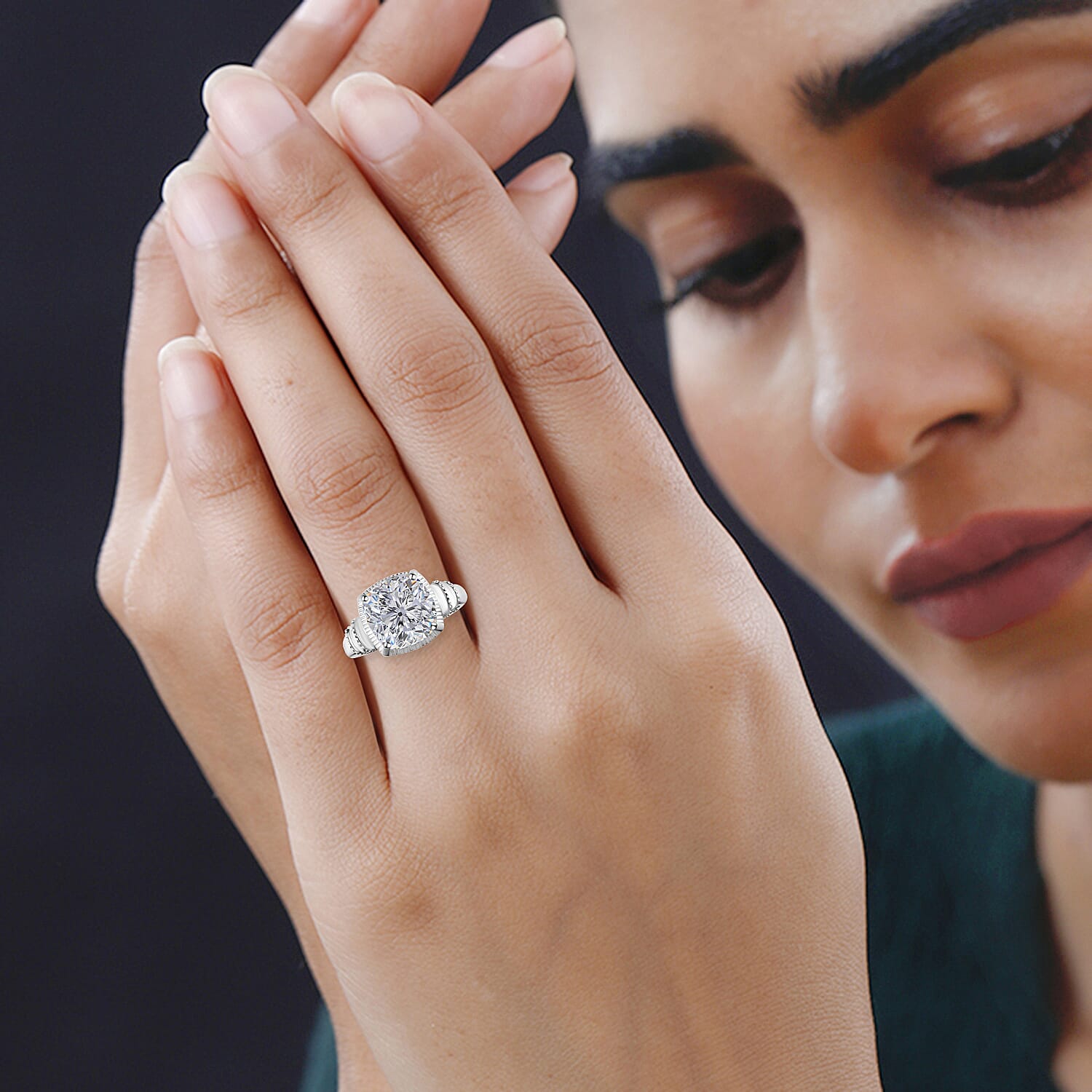 Simulated Diamond Ring in Sterling Silver (3)