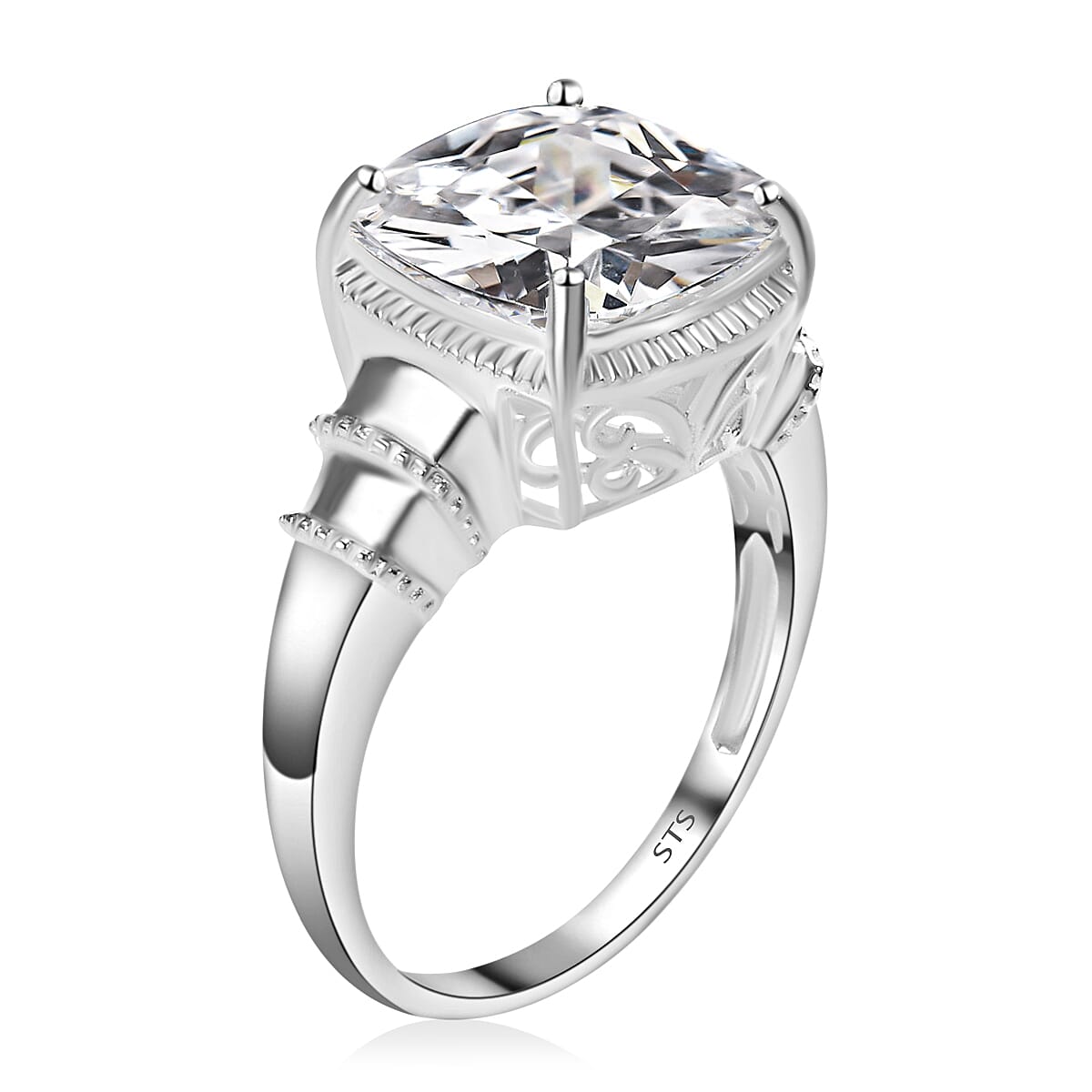 Simulated Diamond Ring in Sterling Silver (4)