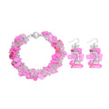 Pink Shell, Clear Beaded Earrings and Bracelet (8.00 In) with Magnetic Clasp in Stainless Steel - Sticky add to cart bar