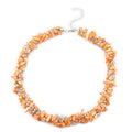 Red Shell and Faceted Beaded Necklace 20-23 Inch in Silvertone - Sticky add to cart bar