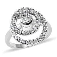 Simulated Diamond Motion Spinner Ring in Silvertone