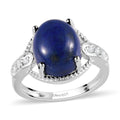 4.70 ctw Lapis Lazuli and Simulated Diamond Ring in Sterling Silver - Sticky add to cart bar