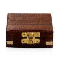 Handcrafted Wooden Box with Built in Goldtone Compass 3x3x1.5