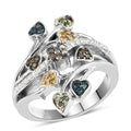 GP Multi Color Diamond Leaf Ring in Multi Color Rhodium & Platinum Over Sterling Silver 0.35 ctw - Sticky add to cart bar