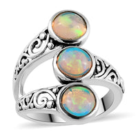 Premium Ethiopian Welo Opal Openwork Ring in Sterling Silver 1.65 ctw