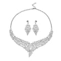 Austrian Crystal Earrings and Bib Necklace 20-23 Inches in Silvertone - Sticky add to cart bar