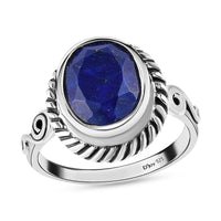 Lapis Lazuli Solitaire Ring in Sterling Silver