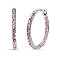 Simulated Pink Diamond Inside Out Hoop Earrings in Sterling Silver