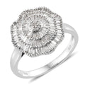 Diamond Floral Ring in Platinum Over Sterling Silver (Size 9.0) 1.00 ctw - Sticky add to cart bar