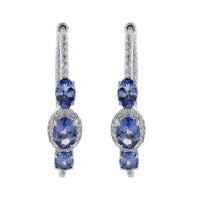 Tanzanite and Zircon Earrings in Platinum Over Sterling Silver 10 Grams 4.85 ctw