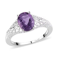 Bolivian Amethyst Solitaire Ring in Silver