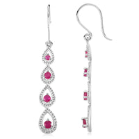 African Ruby (FF) 1.00 ctw Earrings in Rhodium Over Sterling Silver