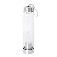 Glass Bottle with Rose Quartz Crystal (18.6 oz)