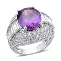 Simulated Purple and White Diamond Ring in Silvertone 12.00 ctw - Sticky add to cart bar