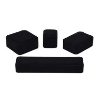 Set of 4 Black Velvety Jewelry Box (1.5x1.5 - 8x1x2 in)