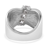 Simulated Diamond and Hematite Color Austrian Crystals Ring in Black Oxidized Stainless Steel (Size 10)