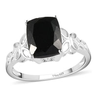 Black Tourmaline Solitaire Ring in Sterling Silver - D'Joy