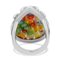 Multi Color Murano Style and Austrian Crystal Ring in Stainless Steel - Sticky add to cart bar