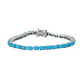 Sleeping Beauty Turquoise Bracelet in Platinum Over Sterling Silver, Tennis Bracelet, Silver Tennis (7.25 In) 13.50 ctw - Sticky add to cart bar