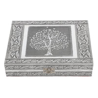 Handcrafted Buddha Embossed Aluminum Oxidized Jewelry Box with Anti-Tarnish & Scratch Protection Interior