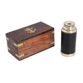 Handcrafted Fully Functional Telescope with Black Leather Stitched and Wooden Gift Box (6 in) - Sticky add to cart bar