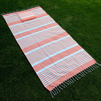 Peach Beach Pillow Towel with Fringes (Cotton, 34x67)