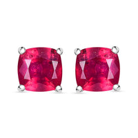 D'Joy African Ruby (FF) Solitaire Stud Earrings in Platinum Over Sterling Silver 3.00 ctw