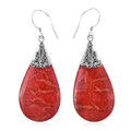 Sponge Coral Drop Earrings in Sterling Silver, Dangle Earrings in 925 Sterling Silver, Boho Earrings for Women - Sticky add to cart bar