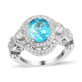 14K White Gold Premium Ratanakiri Blue Zircon and Zircon Ring (Size 9.0) 6.75 Grams 7.00 ctw - Sticky add to cart bar