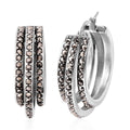 Hematite Earrings in Black Oxidized Stainless Steel, Hematite Hoops For Women  2.00 ctw - Sticky add to cart bar