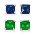 Simulated Blue and Green Diamond Drop Earrings in Rhodium Over Sterling Silver 2.20 ctw - Sticky add to cart bar