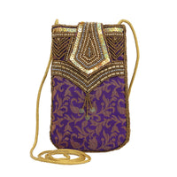 Multi Color Brocade Fabric, Beaded Pouch