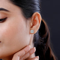 Diamond Stud Earrings in Platinum Over Sterling Silver 0.75 ctw