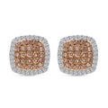 Natural Champagne Diamond White Diamond Studs in Vermeil RG Over Sterling Silver, Halo Studs, Diamond Earrings, Anniversary Gifts For Her 0.75 ctw - Sticky add to cart bar