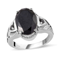 Australian Black Tourmaline, Spinel Ring in Stainless Steel