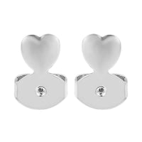 Rhodium Over Sterling Silver Heart Shape Earring Lifter Push Backs