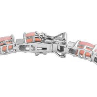 Peruvian Pink Opal and Orissa Rhodolite Garnet Bracelet in Platinum Over Sterling Silver (6.50 In) 11.25 Grams 12.75 ctw
