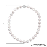 Lustrous White Shell Pearl Beaded Necklace 20 Inches with Magnetic Clasp in Silvertone