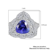 14K White Gold AAA Tanzanite, White Zircon Ring (Size 6.0) (5.50 g) 6.70 ctw