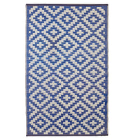 Navy, White Polypropylene Lattice Pattern Straw Mat