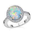 2.48 ctw Ethiopian Welo Opal and Diamond Halo Ring in Platinum Over Sterling Silver - Sticky add to cart bar